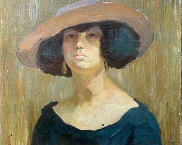 Cavaglieri Mario - Portrait de femme au chapeau